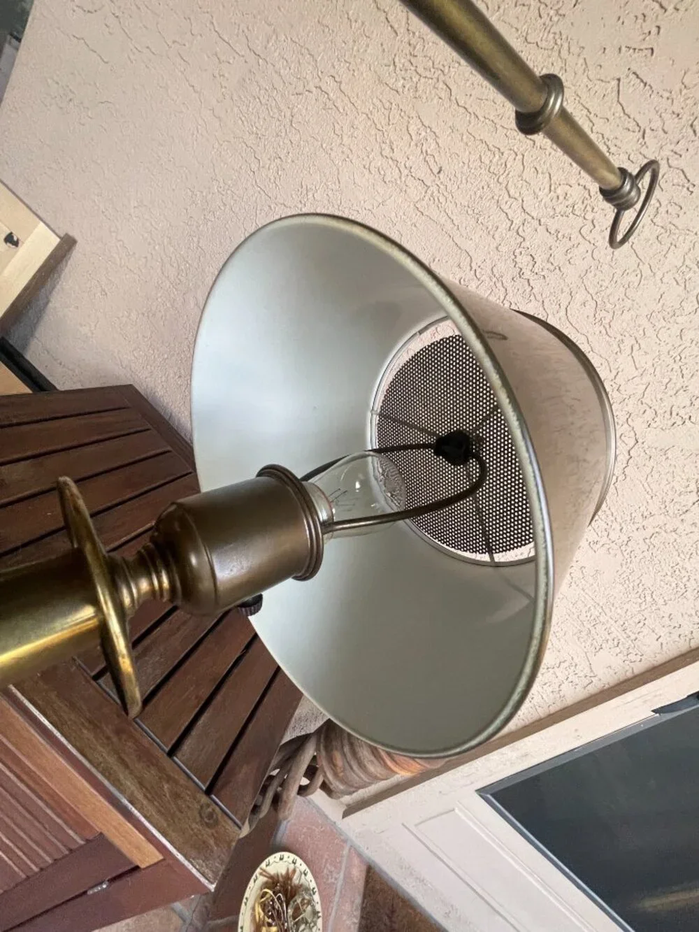 Vintage Student Bronze Toleware Desk Lamp